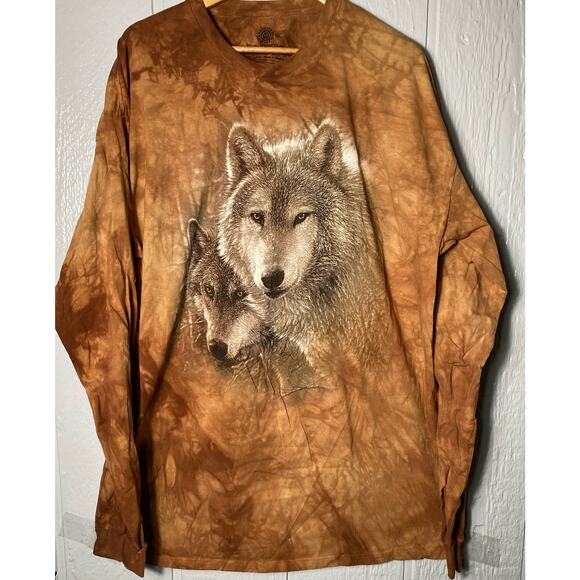 The Mountain L/S Tie Dye Brown T Shirt Wolves 3XL - Picture 2 of 5